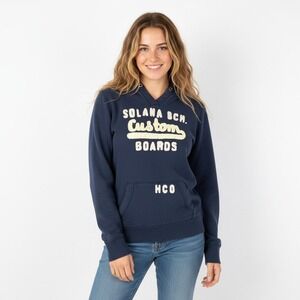 Hollister Y2K Hoodie Womens Large Navy Solana Beach Chenille Mallcore Preppy